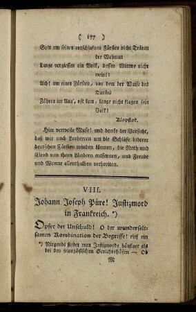 VIII. Johann Joseph Püre! Justizmord in Frankreich. - IX. Stolz und Liebe, Triebfedern des Wahnsinns.