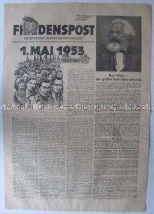 Wochenzeitung der DSF "Friedenspost" u.a. zum 1. Mai