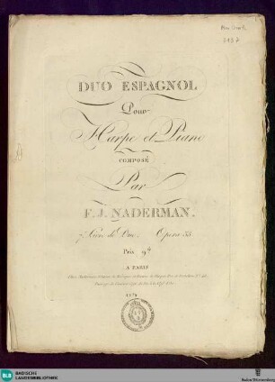 Duo espagnol : pour harpe et piano; opera 35, 7e. livre de duo
