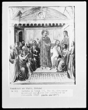 Sieben Szenen der Stephanus-Legende — Der heilige Stephanus widerlegt die Sekte der Libertiner in Jerusalem