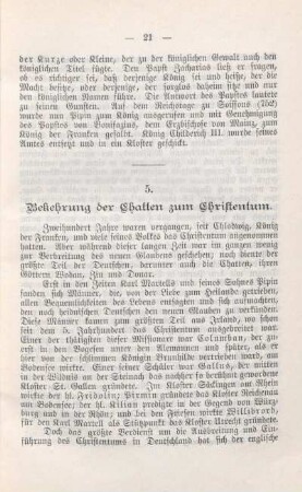 5. Bekehrung der Chatten zum Christentum.