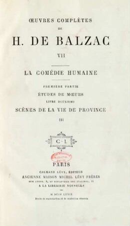 7: Œuvres complètes de H. de Balzac
