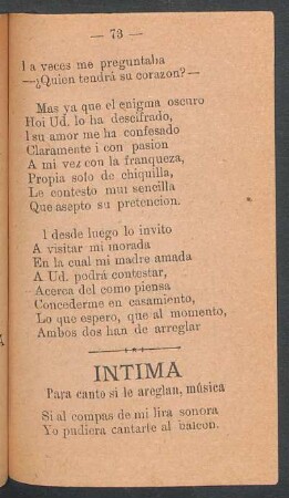 Íntima : Para canto si le arreglan, música
