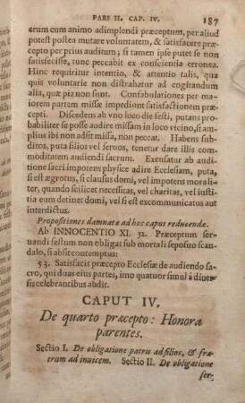 Caput IV. De quarto praecepto: Honora parentes.