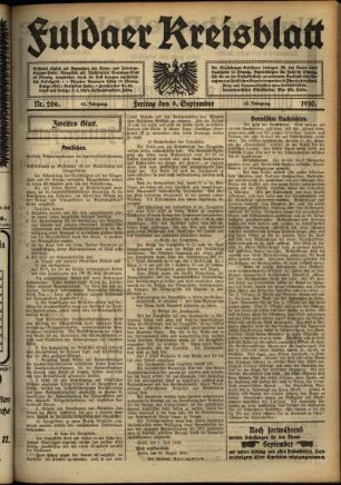 Zweite Ausgabe vom Freitag, den 09. September 1910.
