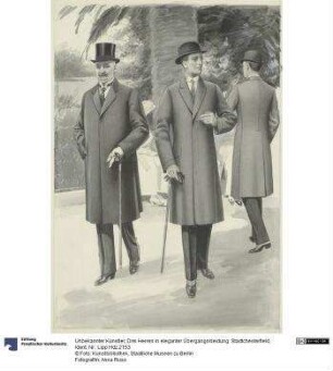 Drei Herren in eleganter Übergangskleidung: Stadtchesterfield