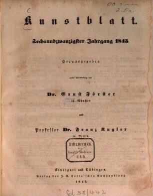 Morgenblatt für gebildete Leser. Kunstblatt. 26. 1845