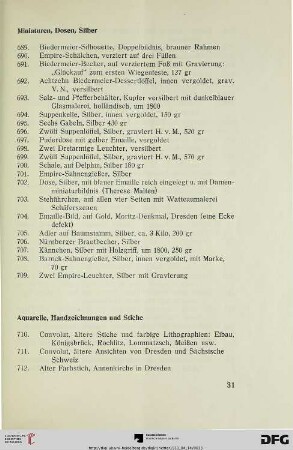 Miniaturen, Dosen, Silber (Nr. 689-709)