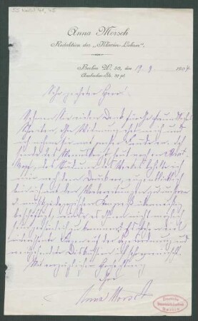 Brief an Gustav Tyson-Wolff : 19.09.1904