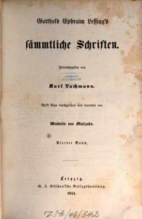 Gotthold Ephraim Lessing's sämmtliche Schriften. 4