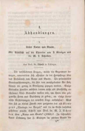 3-49 Ueber Natur und Gnade : mit Rücksicht auf die Theorien von J. Kleutgen und Dr. M.J. Scheeben