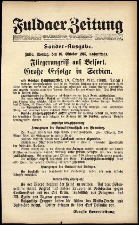 Ausgabe vom Montag, den 18. Oktober 1915.