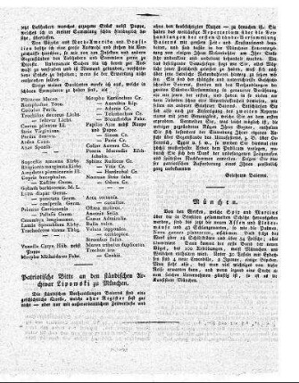 Patriotische Bitte an den ständischen Archivar Lipowski zu München