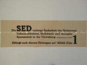 Maueranschlag mit Wahlpropaganda der SED