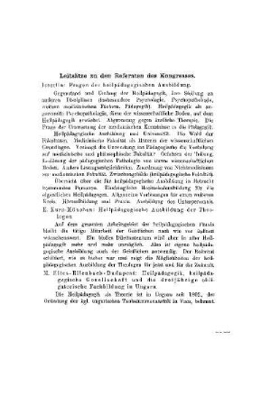 Leitsätze zu den Referaten des Kongresses