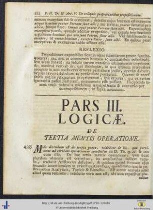Pars III. Logicae.