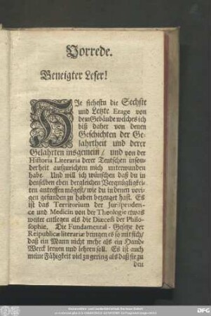Vorrede. Geneigter Leser!
