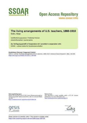 The living arrangements of U.S. teachers, 1860-1910