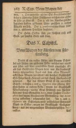 Das X. Capitel. Vom Wapen der Fürsten von Fürstenberg
