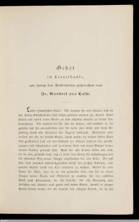 Gebet im Trauerhause