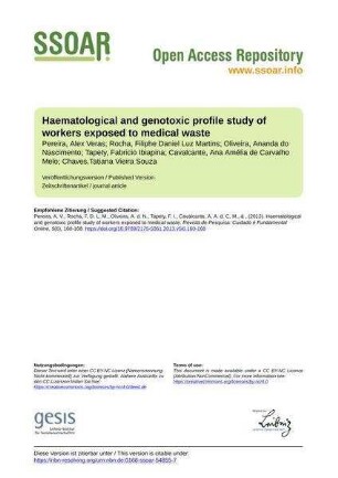 Haematological and genotoxic profile study of workers exposed to medical waste