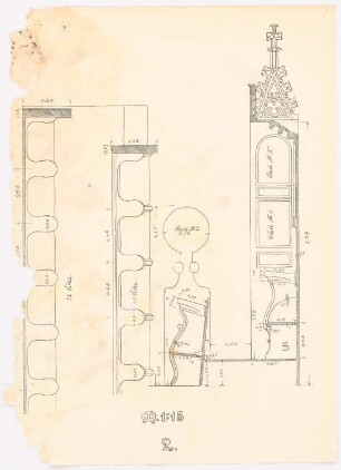 Skizzenheft SS 1902: Chorgestühl in der Liebfrauenkirche, Halberstadt: Schnitte 1:15