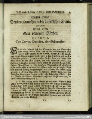 Fünffter Punct. Von den Kranckheiten der äusserlichen Sinne