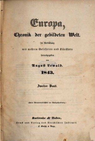 A. Lewald's Europa : Chronik der gebildeten Welt. 1843,2, 1843,2