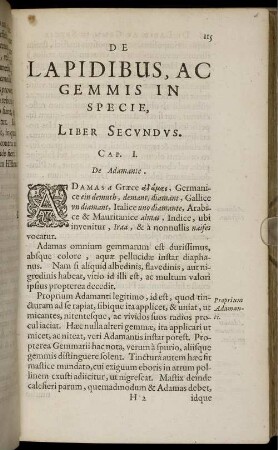 De Lapidibus, Ac Gemmis In Specie, Liber Secundus.