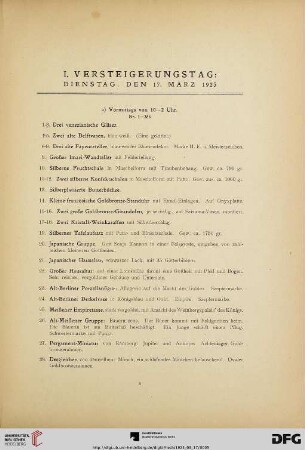 Erster Versteigerungstag (Nr. 1-514)