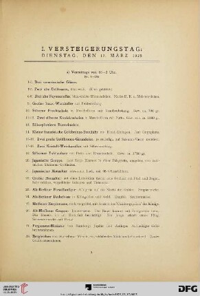 Erster Versteigerungstag (Nr. 1-514)