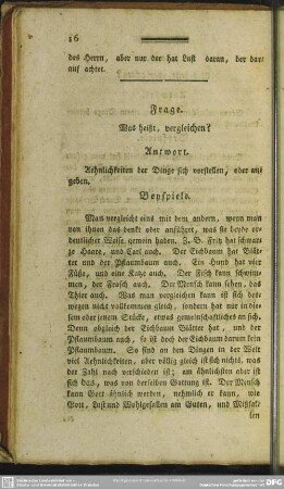 Frage. Was heißt, vergleichen?
