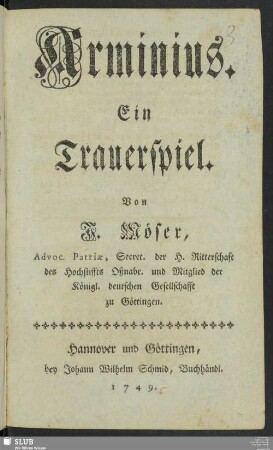 Arminius : Ein Trauerspiel