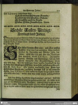 Sechste Fasten-Predigt, Freytags nach Judica
