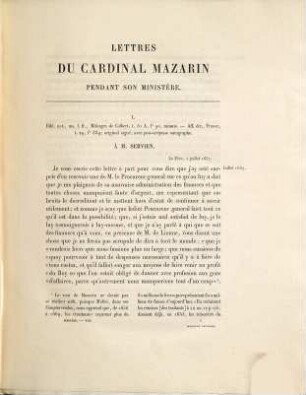 Lettres du Cardinal Mazarin pendant son ministère, 8. Juillet 1657 - Août 1658