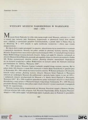 20: Wystawy Muzeum Narodowego w Warszawie 1945 - 1975