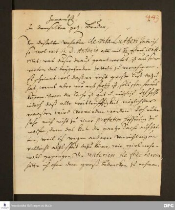 Brief von August Hermann Francke an Johann Daniel Herrnschmidt.