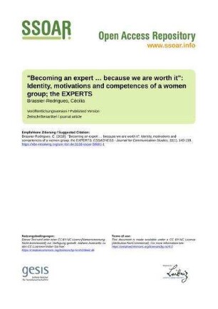 "Becoming an expert … because we are worth it": Identity, motivations and competences of a women group; the EXPERTS