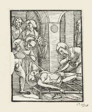 Martyrium des heiligen Laurentius, aus: Johann Eck, "Quintae partis Iohan Eckii in Lutherum et alios", Augsburg 1534, S. 165 verso
