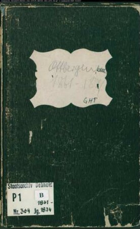 KIrchenbuchduplikat der katholischen Gemeinde Ottbergen, Kreis Höxter (GHT 1861-1874) (Gemeinde: Katholische Gemeinde Ottbergen)
