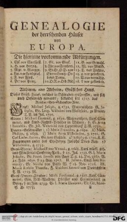 Genealogie der herrschenden Häuser von Europa
