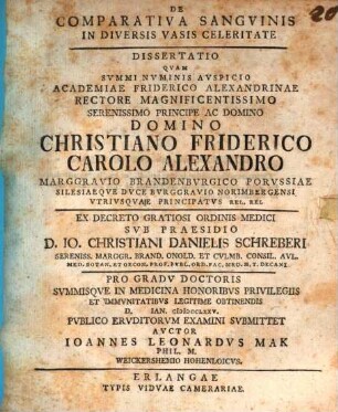 De comparativa sangvinis in diversis vasis celeritate