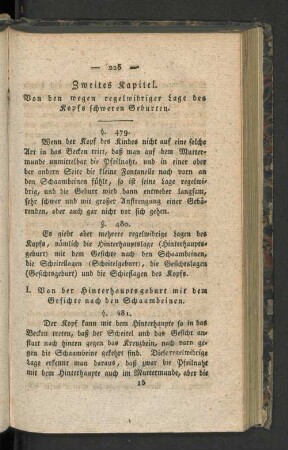 Zweites Kapitel. Von den wegen regelwidriger Lage des Kopfs schweren Geburten.