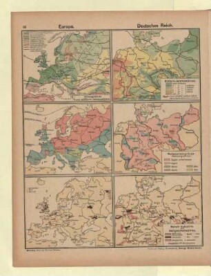 Deutsches Reich (Mittlere Jahreswärme, Bodenerzeugnisse, Metall-Industrie und Bergwerksbezirke)