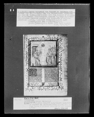Miroir historial, fol.1, Der heilige Ludwig besucht mit der Königin und dem Gefolge Vincent de Beauvais