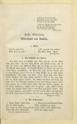Erste Abteilung. Elternhaus und Familie