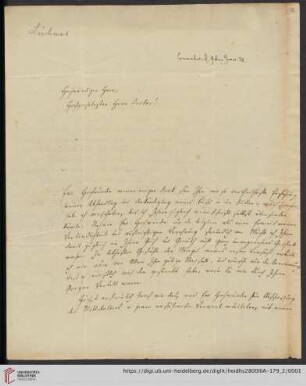 Korrespondenz Carl Theodor Liebner / Carl Ullmann: Brief von Carl Theodor Albert Liebner an Carl Ullmann