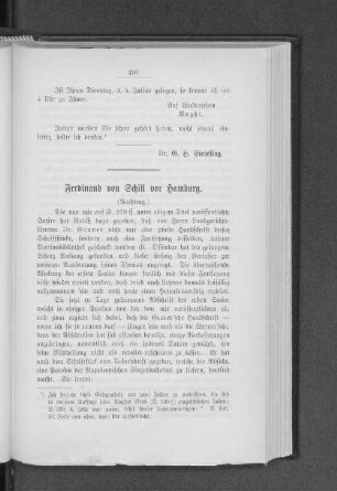 Ferdinand von Schill vor Hamburg. : (Nachtrag.)