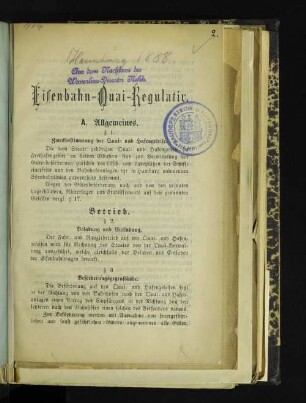 Eisenbahn-Quai-Regulativ