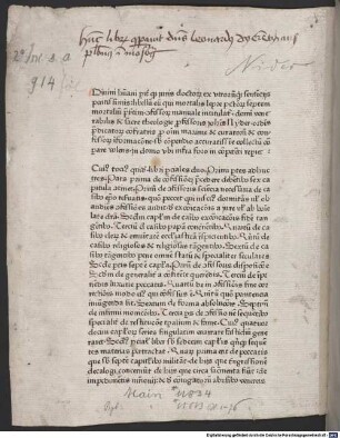 Bücheranzeige des Strassburger Druckers C. W. betr. Johannes Nider, De morali lepra (Hain 11813) und Manuale confessorum (Hain 11834)